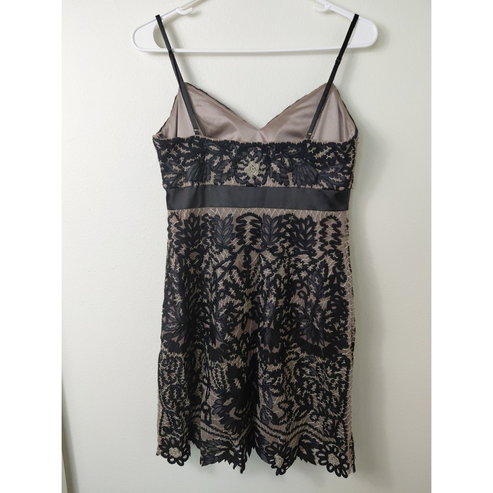 Sue Wong Nocturne Black Nude Cocktail Dress Sz 4 Soutache Embroidered Lace Party - Picture 5 of 9